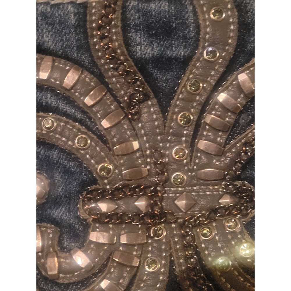 MISS ME Denim Women's 29 JE048C6‎ Crop Embroidered Thick Stitch Blue Jeans - Picture 15 of 15